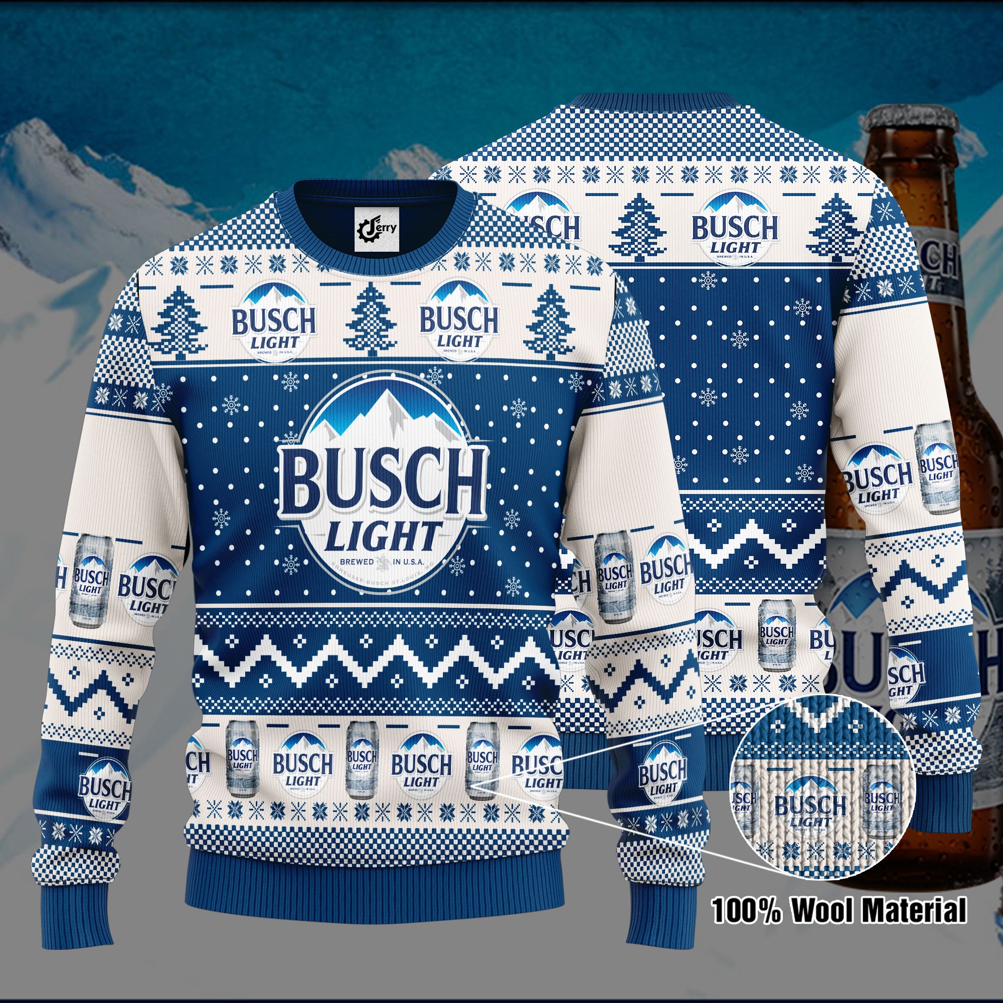 Busch Light 3D Print Ugly Christmas Sweater, Hoodie, Zip Hoodie, Bomber Jacket