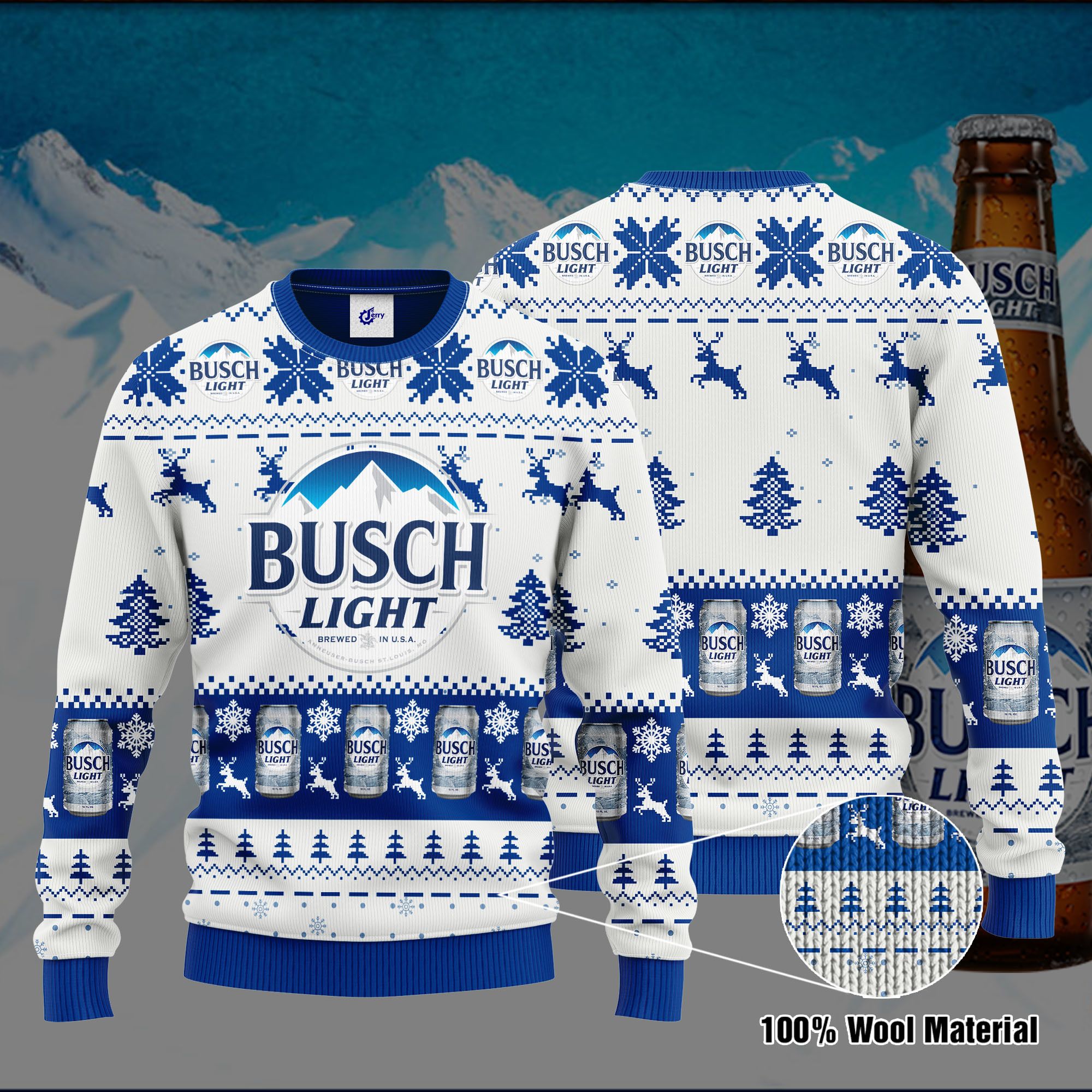 Busch Light 3D Print Ugly Christmas Sweater, Hoodie, Zip Hoodie, Bomber Jacket