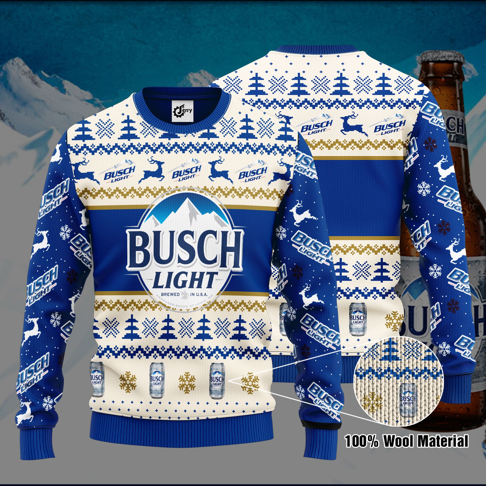 Busch Light 3D Print Ugly Christmas Sweater, Hoodie, Zip Hoodie, Bomber Jacket