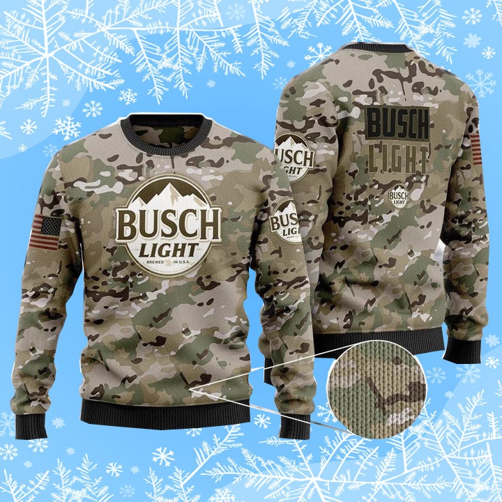 Busch Light Camo Ugly Christmas Sweater