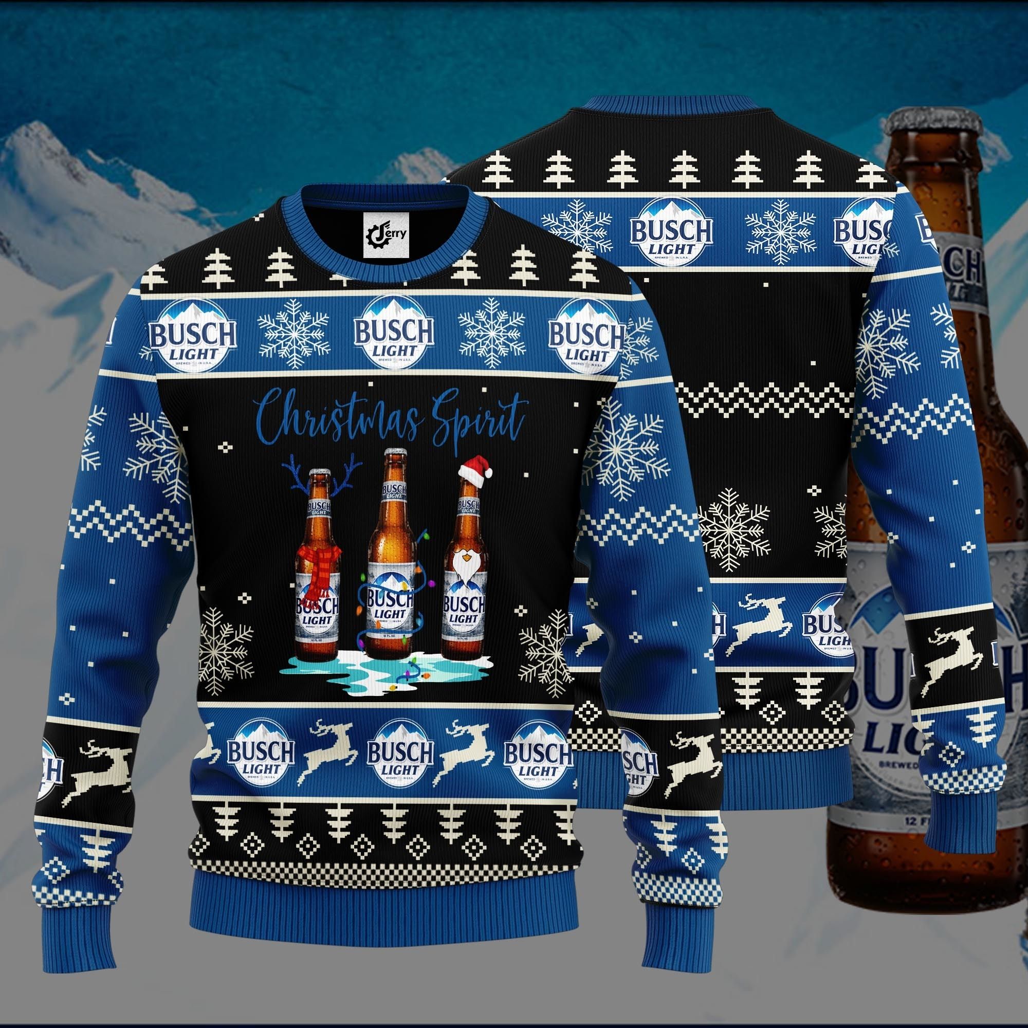 Busch Light Christmas Spirit Ugly Christmas Sweater