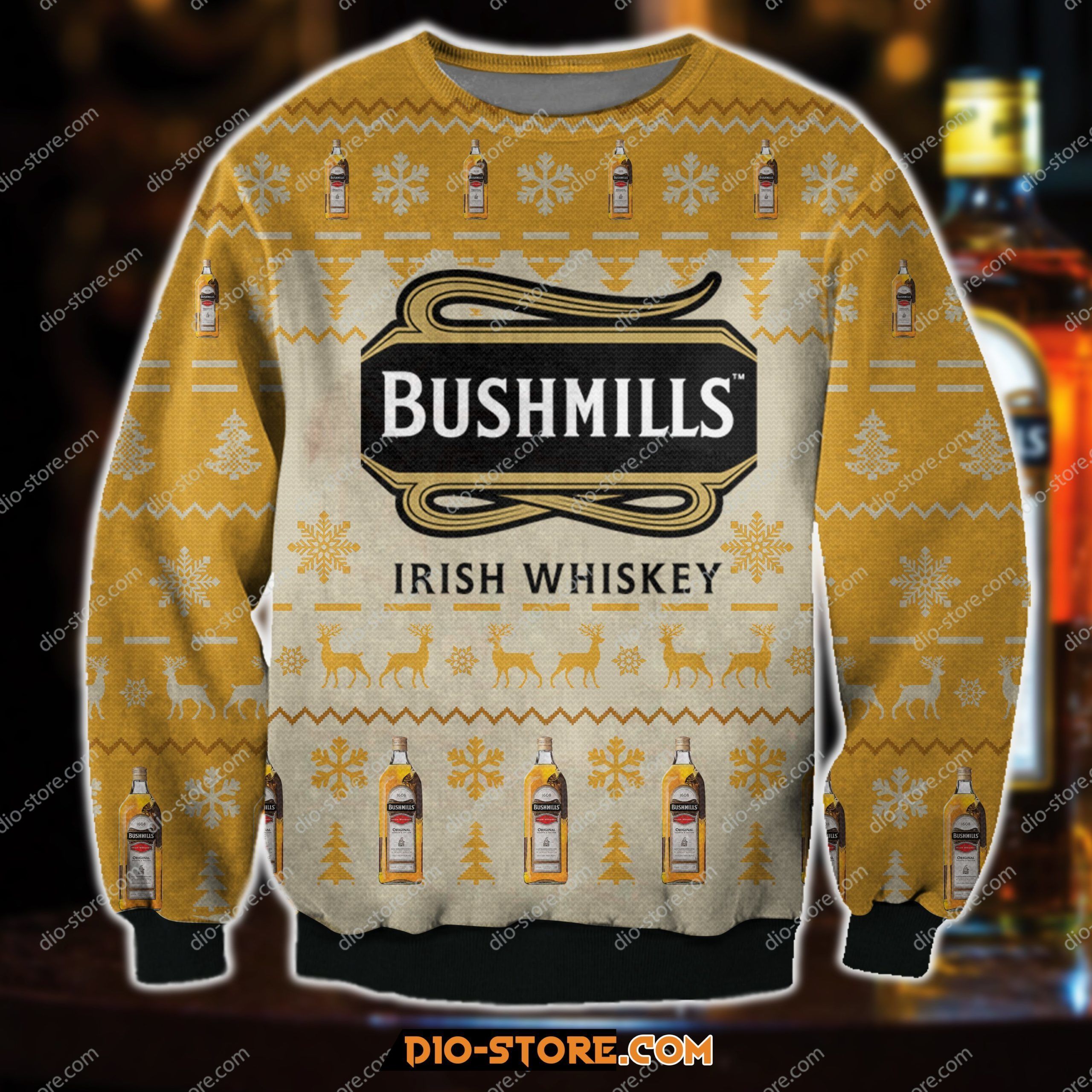 Bushmills Irish Whiskey Knitting Pattern 3D Print Ugly Sweater