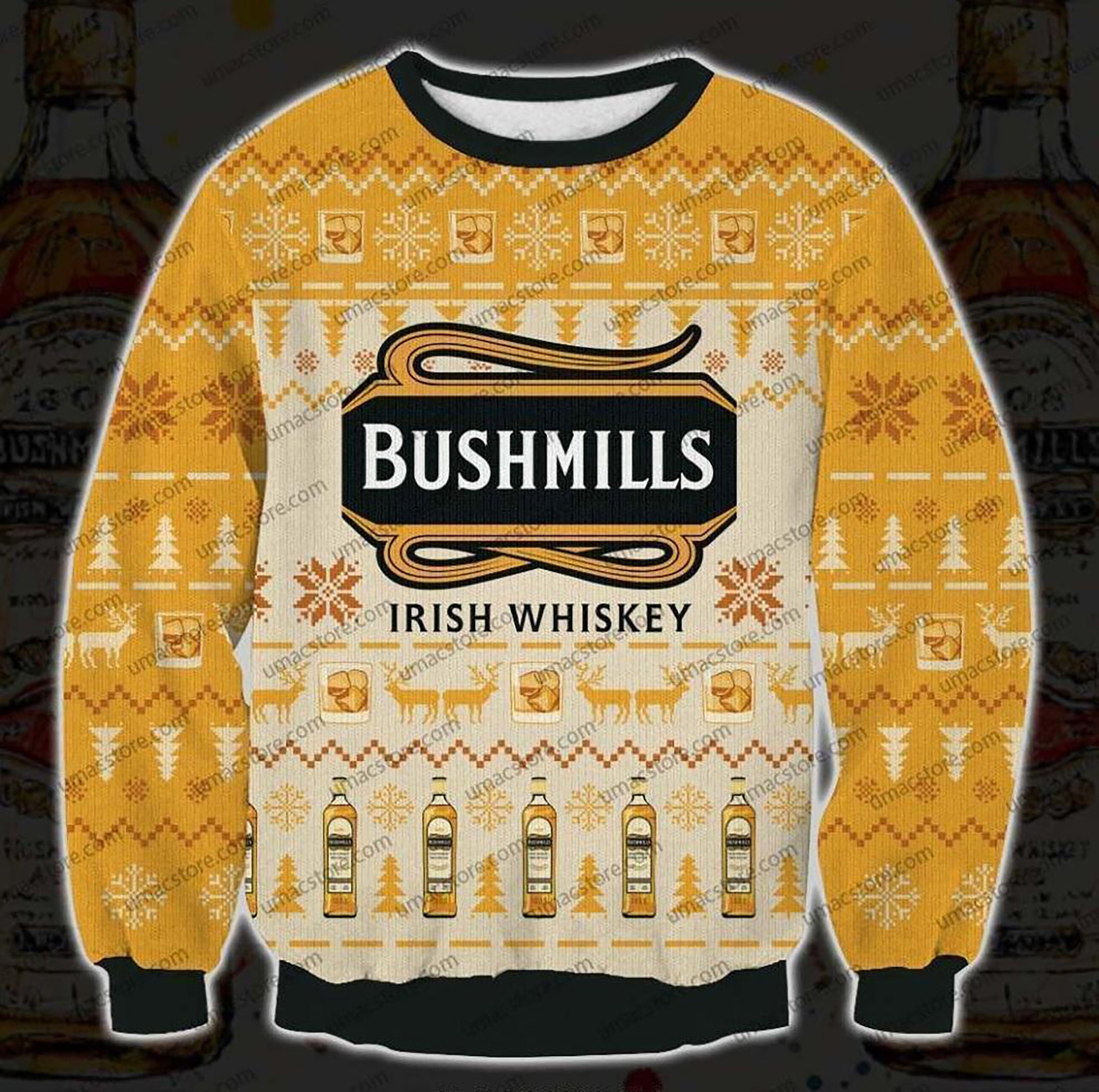 Bushmills Irish Whiskey Print Ugly Christmas Sweater