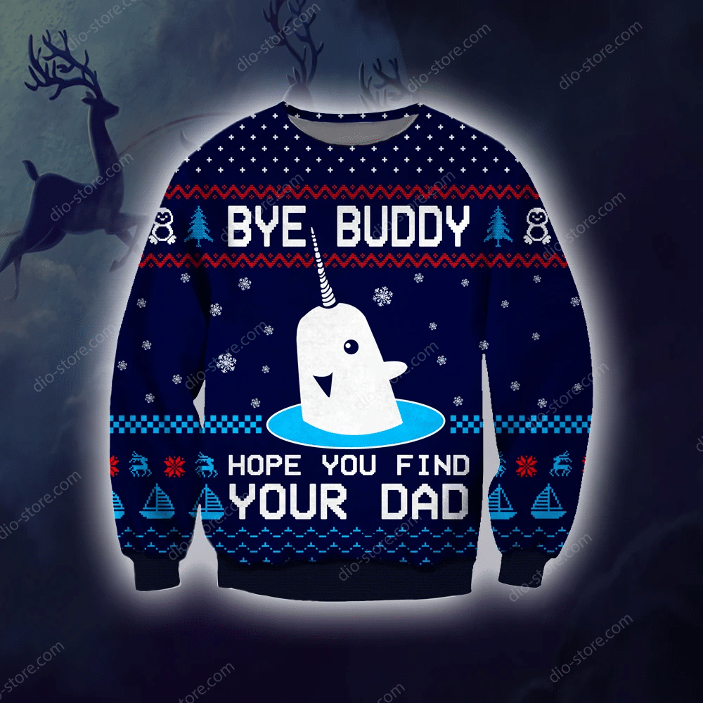 Bye Buddy Knitting Pattern 3D Print Ugly Christmas Sweater