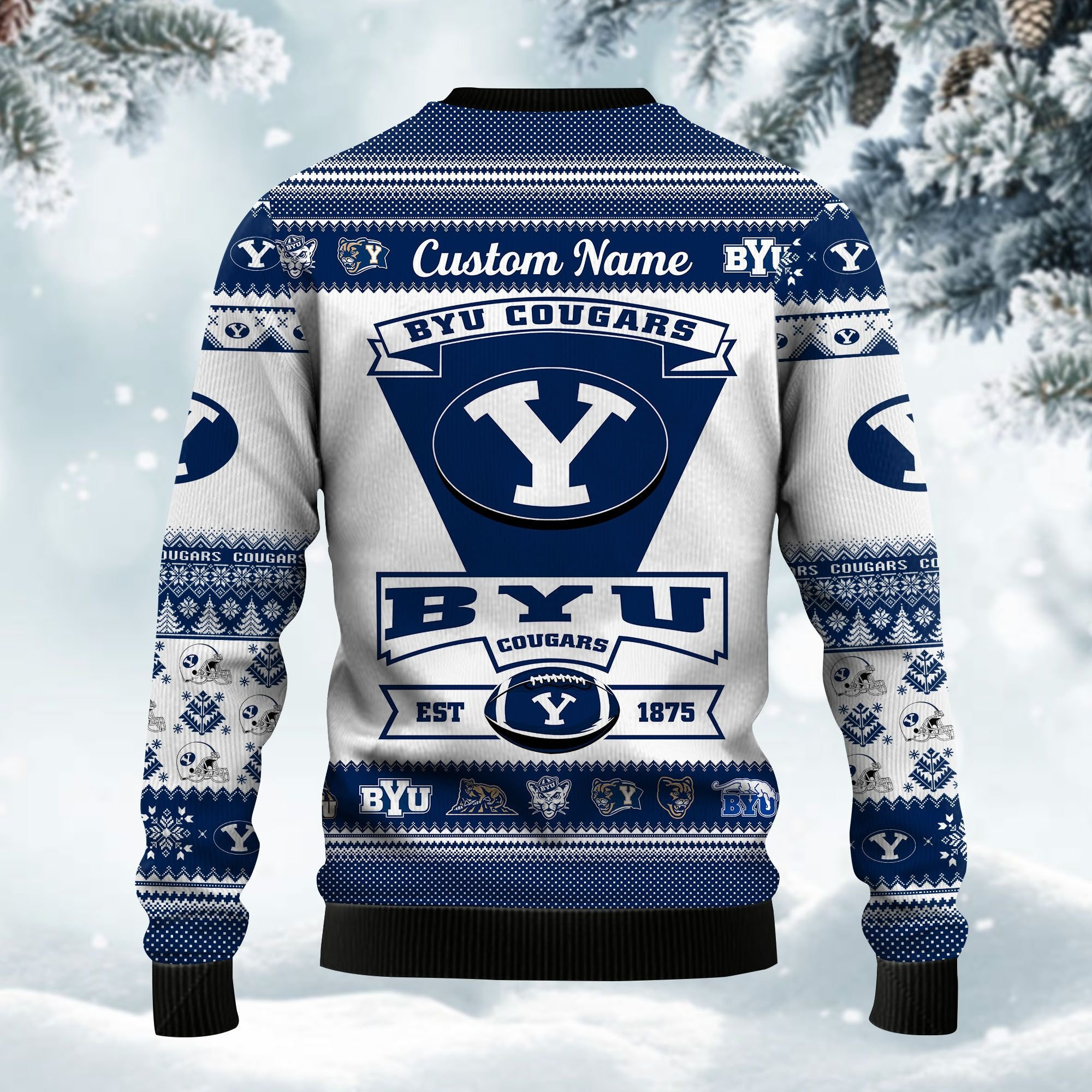 Byu Cougars Football Team Logo Custom Name Personalized Ugly Christmas Sweater Perfect Holiday Gift - Image 4