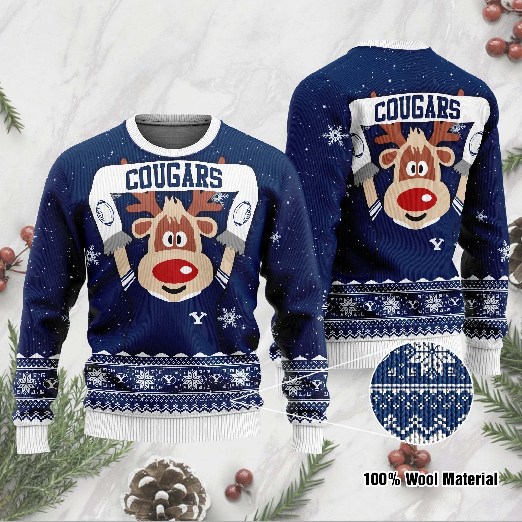 BYU Cougars Funny Ugly Christmas Sweater Holiday Xmas Party Men Women Plus Size