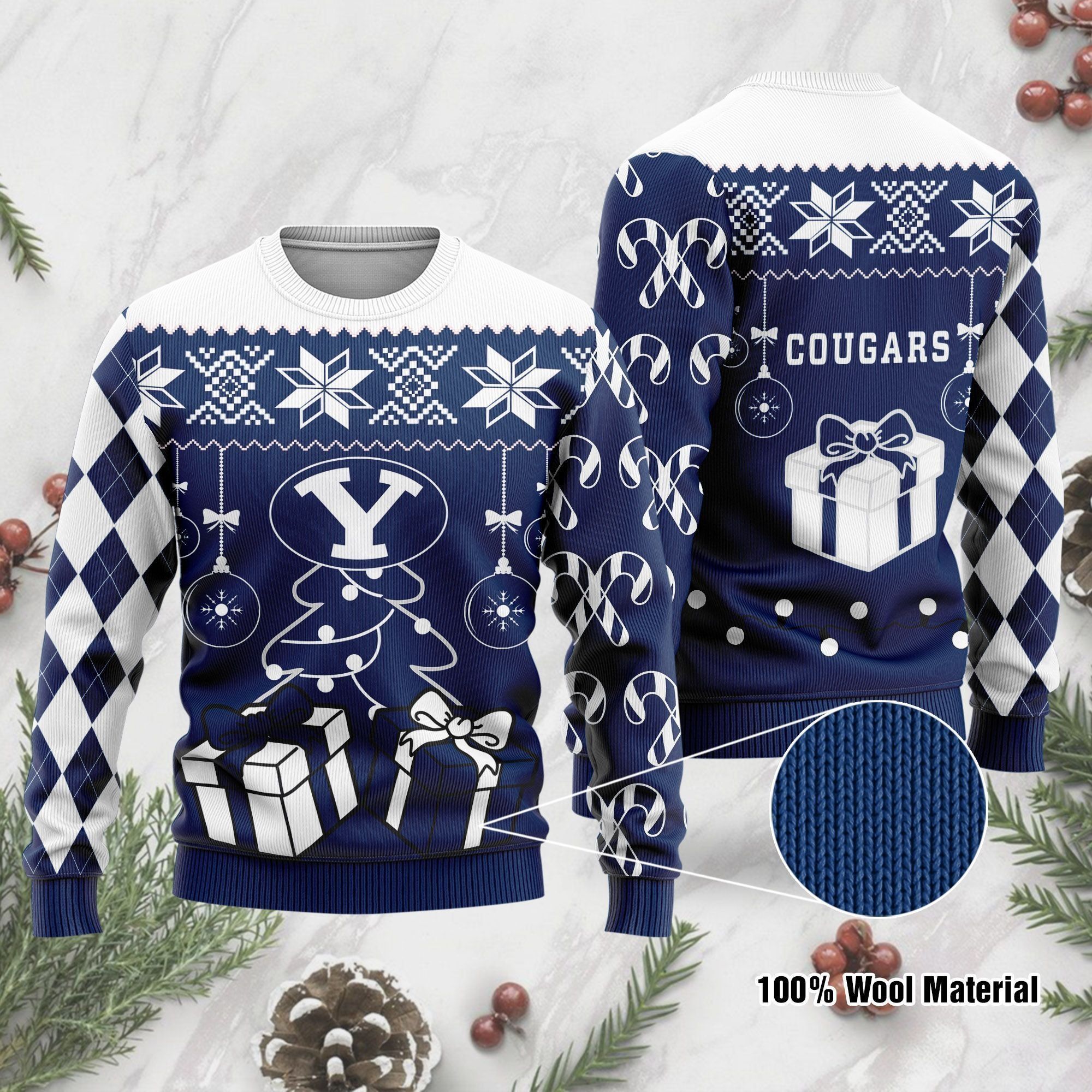 BYU Cougars Funny Ugly Christmas Sweater Holiday Xmas Party Men Women Plus Size