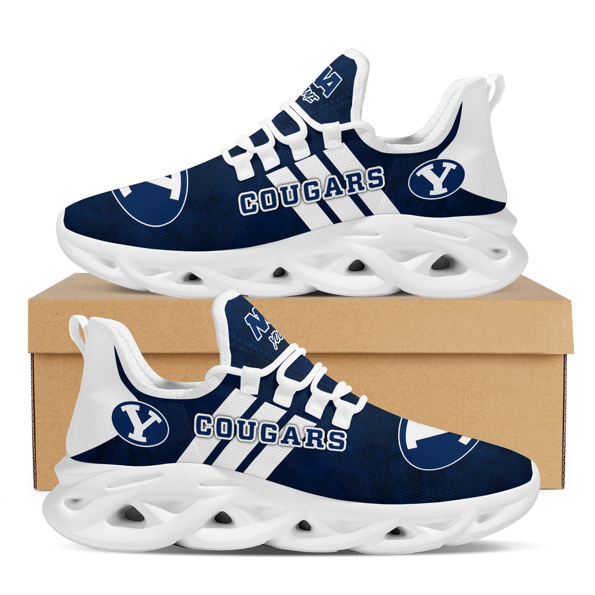 BYU Cougars Max Soul Shoes Sneakers for Men And Women – NCAA Fan Shoes, Team Sneakers