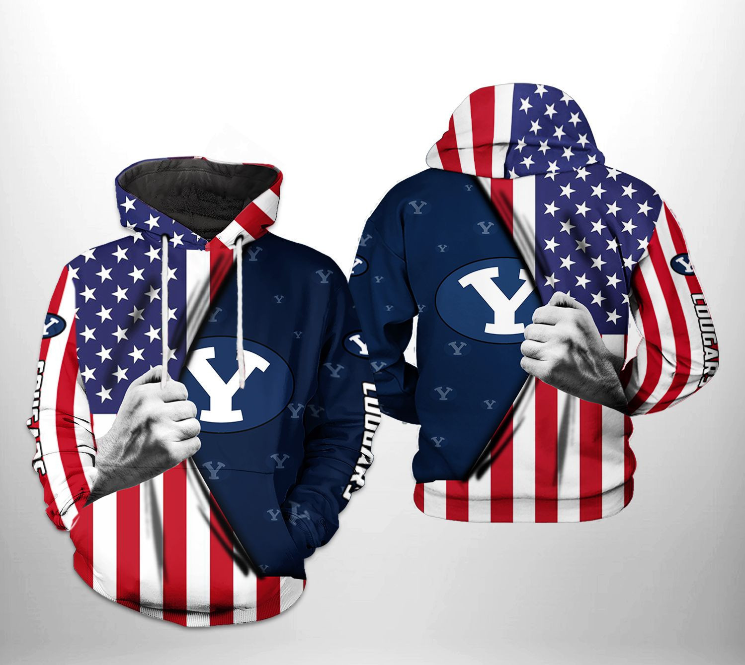 BYU Cougars NCAA US FLag 3D All Over Print Hoodie & Zip Hoodie