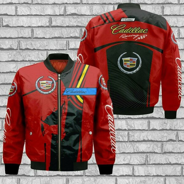 Cadillac Red Skull Bomber Jacket | Automotive Jacket for Men & Women | Car Fan Gift