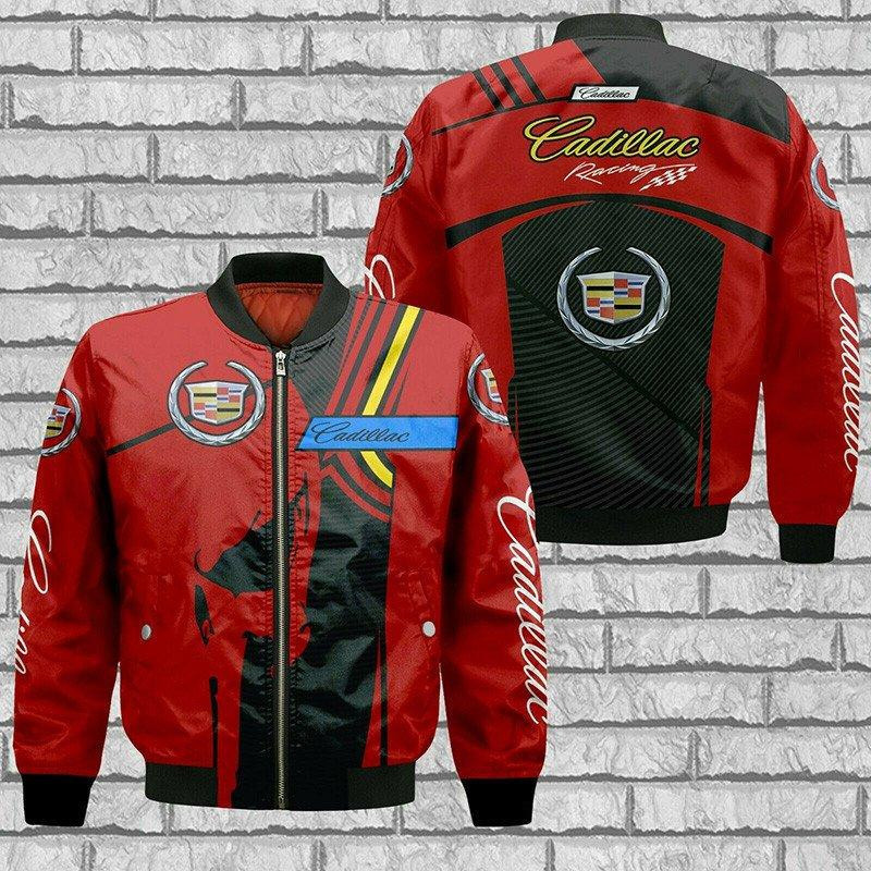 Cadillac Red Skull Bomber Jacket | Automotive Jacket for Men & Women | Car Fan Gift