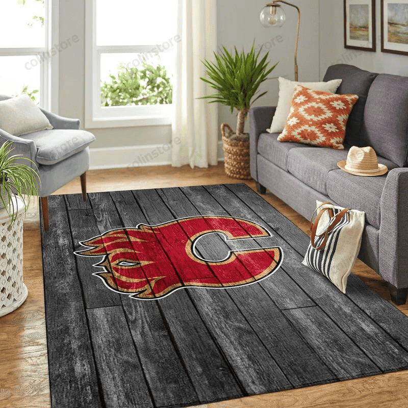 Calgary Flames 2 3D Rectangle Area Rug – Full Print Carpet For Living Room & Bedroom Home Decor