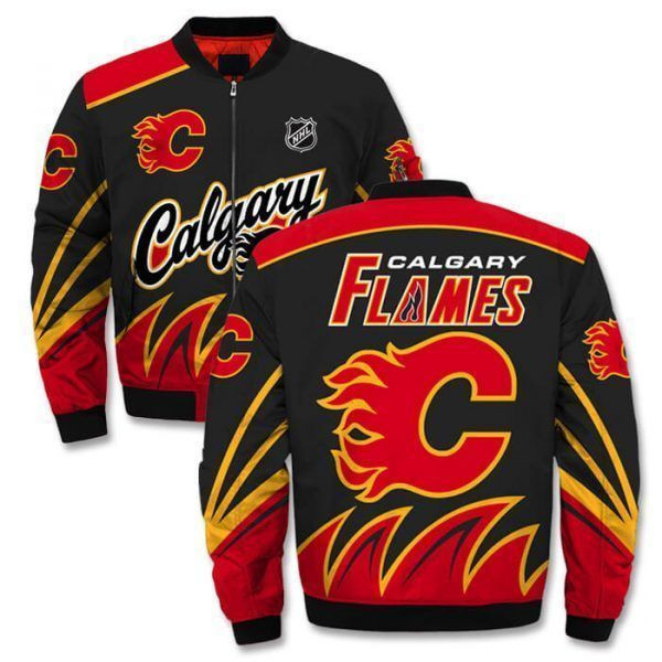 Calgary Flames Printful Bomber Jacket | NHL Team Jacket for Men & Women | Hockey Fan Gift