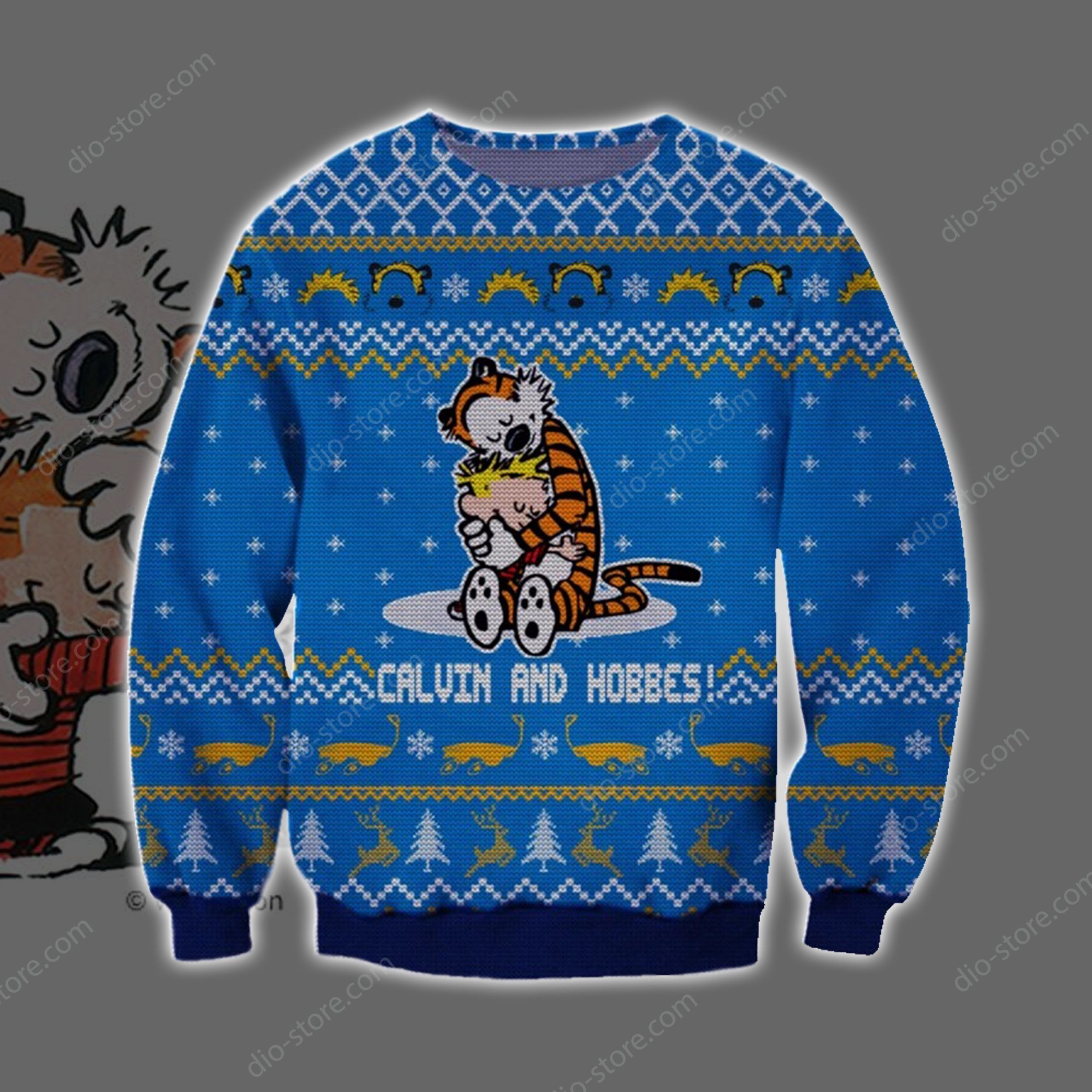 Calvin And Hobbes Knitting Pattern 3D Print Ugly Christmas Sweater