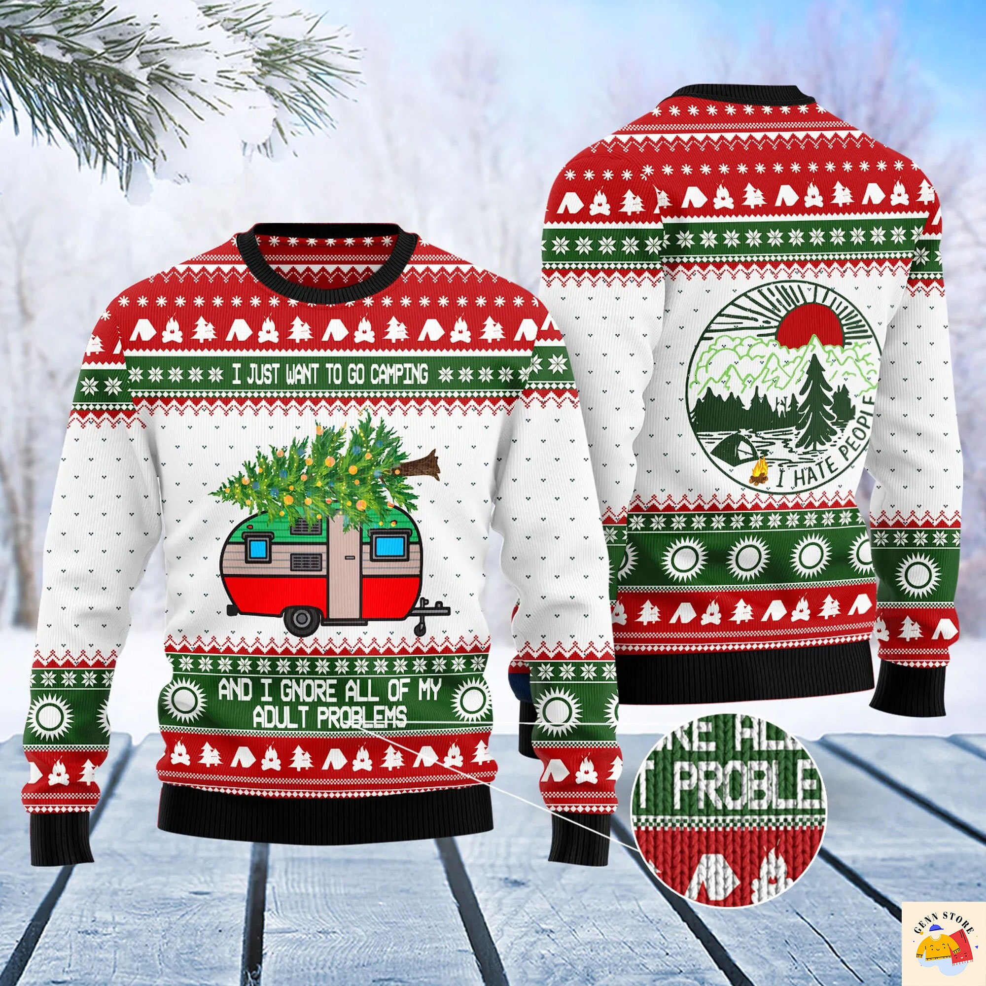 Camping Ugly Christmas Sweater
