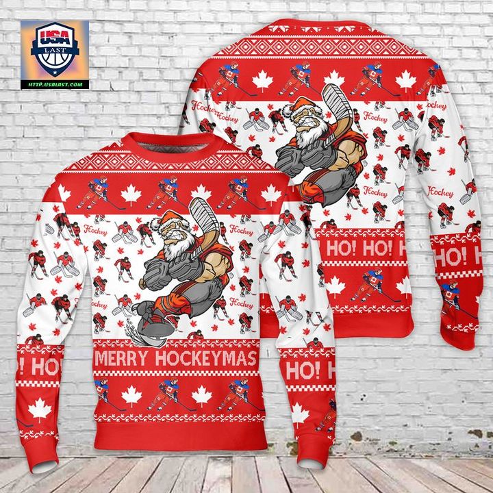 Canada Merry Hockeymas Christmas Sweater 3D