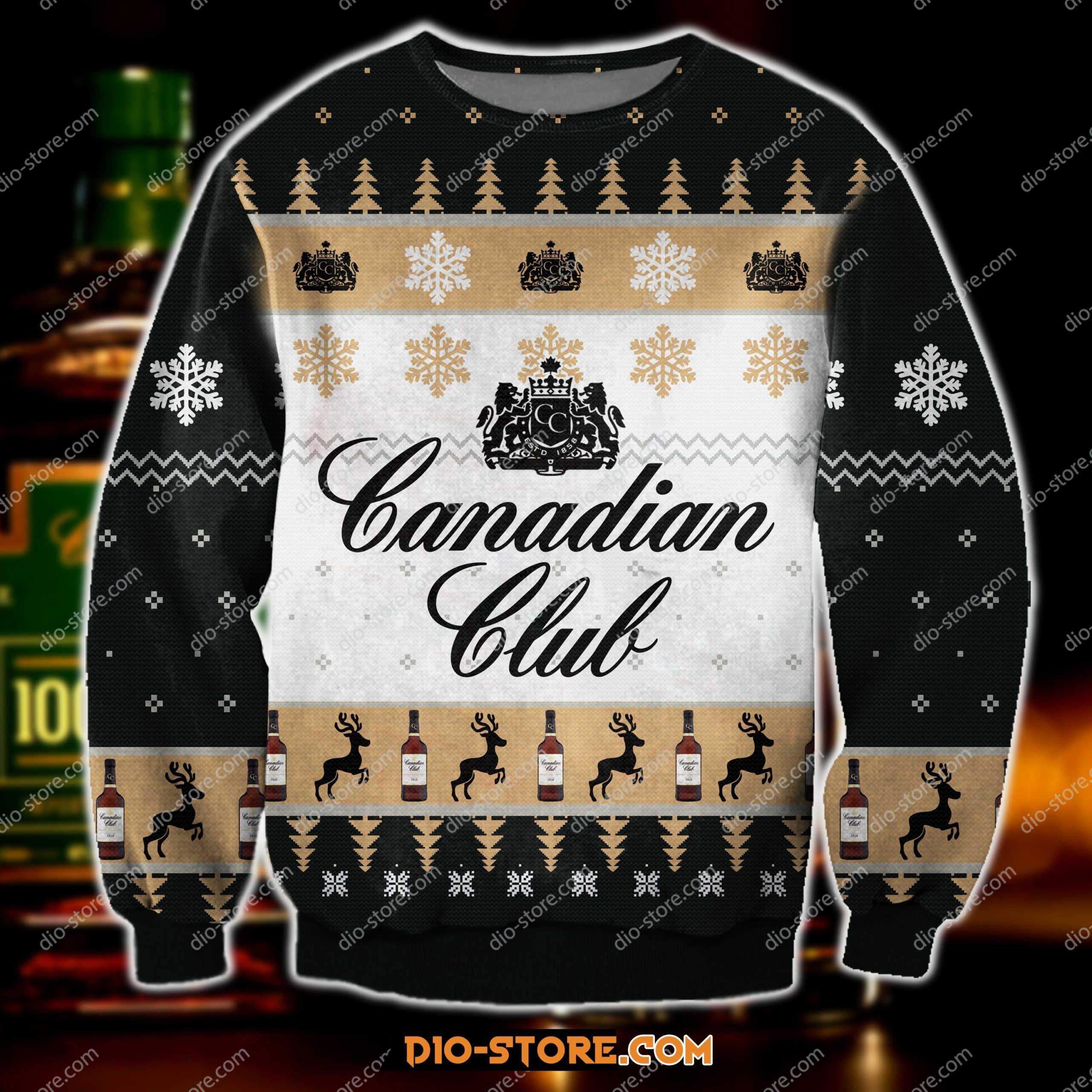 Canadian Club Knitting Pattern 3D Print Ugly Sweater