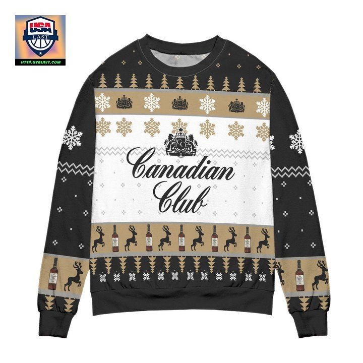 Canadian Club Whisky Snowflake Pattern Ugly Christmas Sweater Black