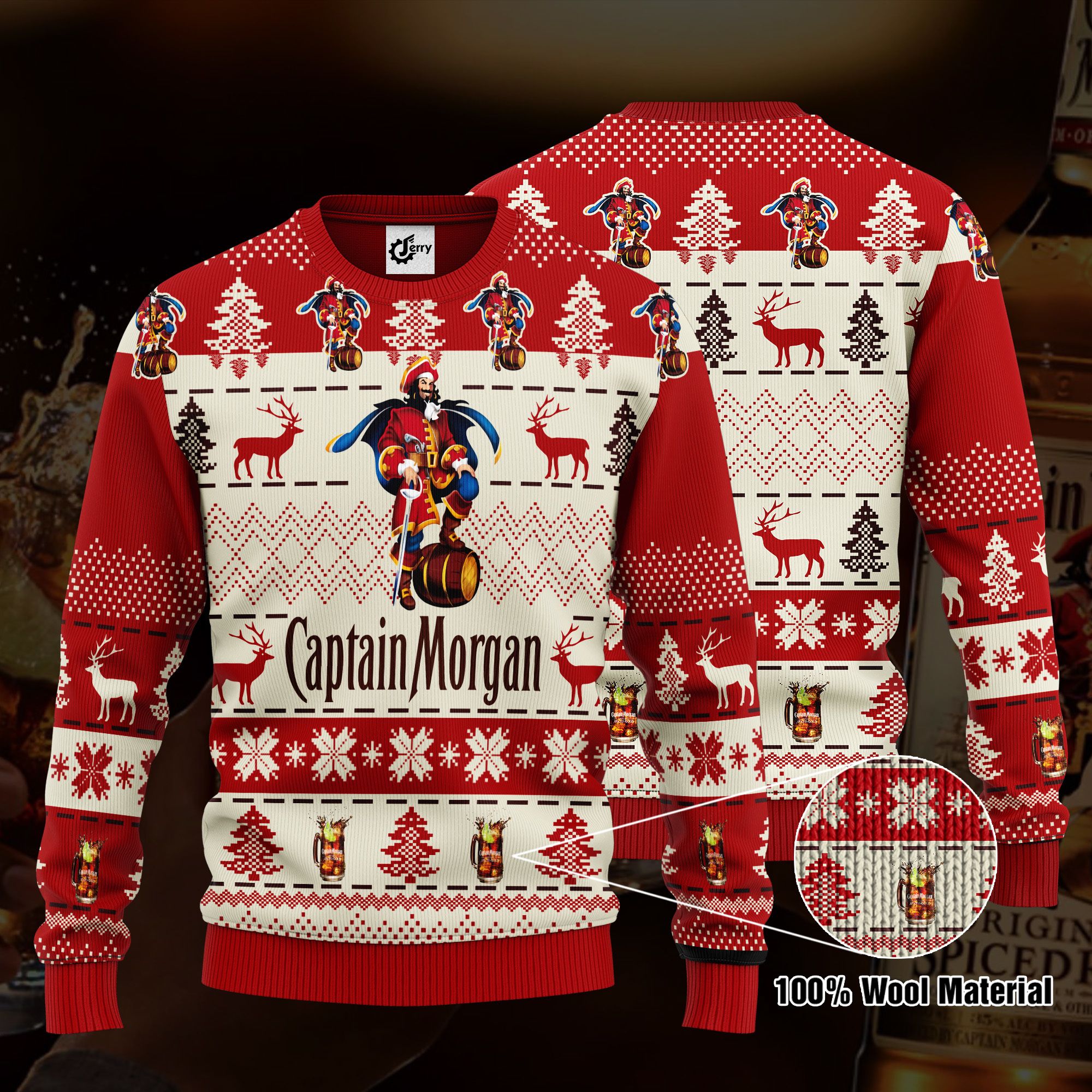 Captain Morgan 3D Print Ugly Christmas Sweater, Hoodie, Zip Hoodie, Bomber Jacket