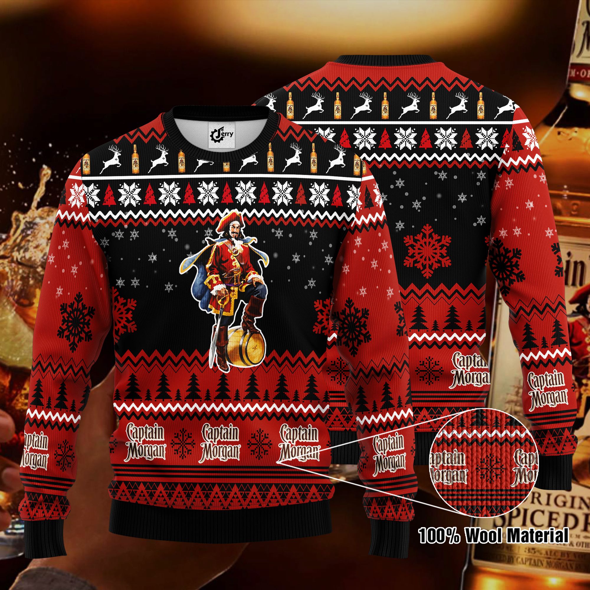 Captain Morgan 3D Print Ugly Christmas Sweater, Hoodie, Zip Hoodie, Bomber Jacket