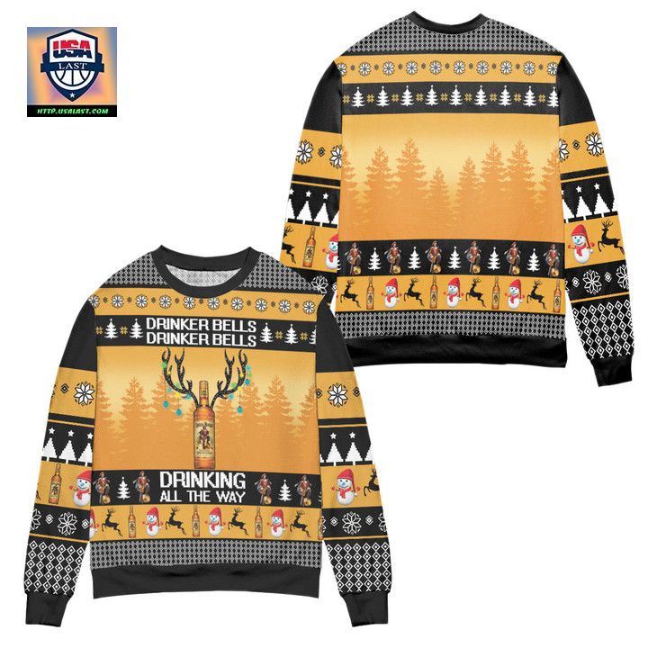 Captain Morgan Drinker Bells Drinking All The Way Ugly Christmas Sweater