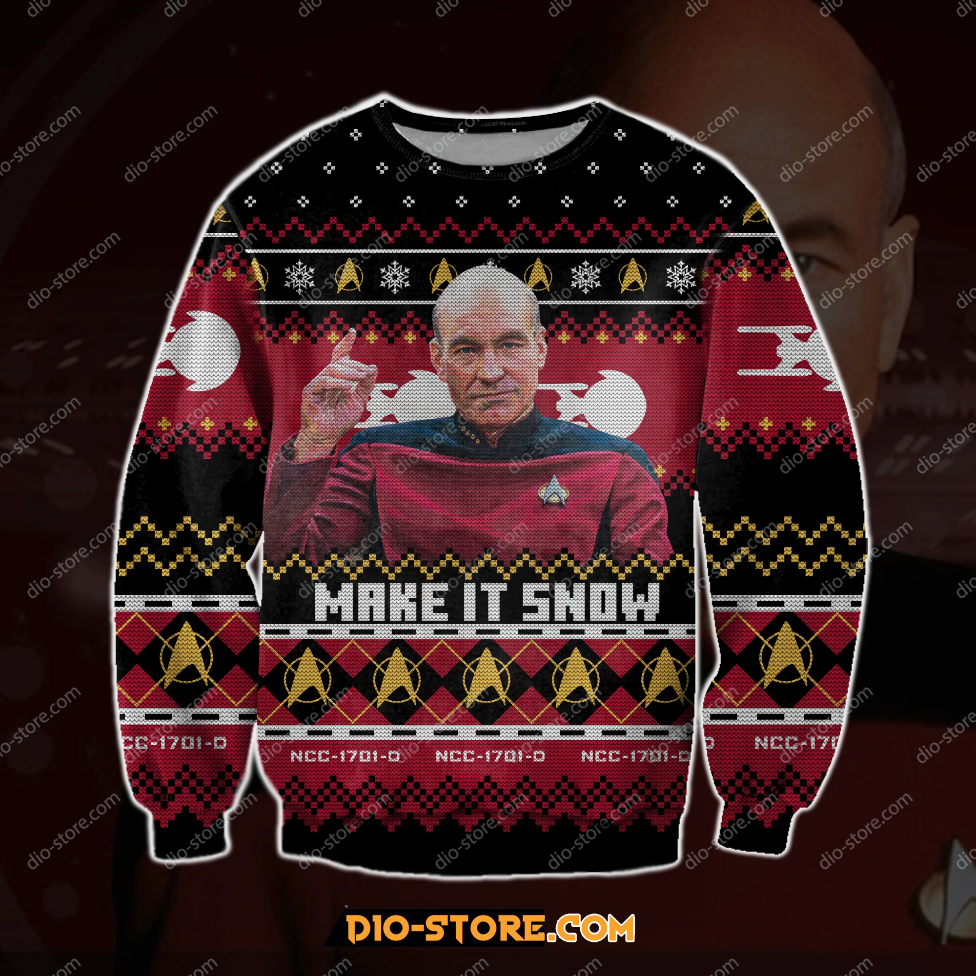 Captain Picard Star Trek 3D Print Ugly Christmas Sweater
