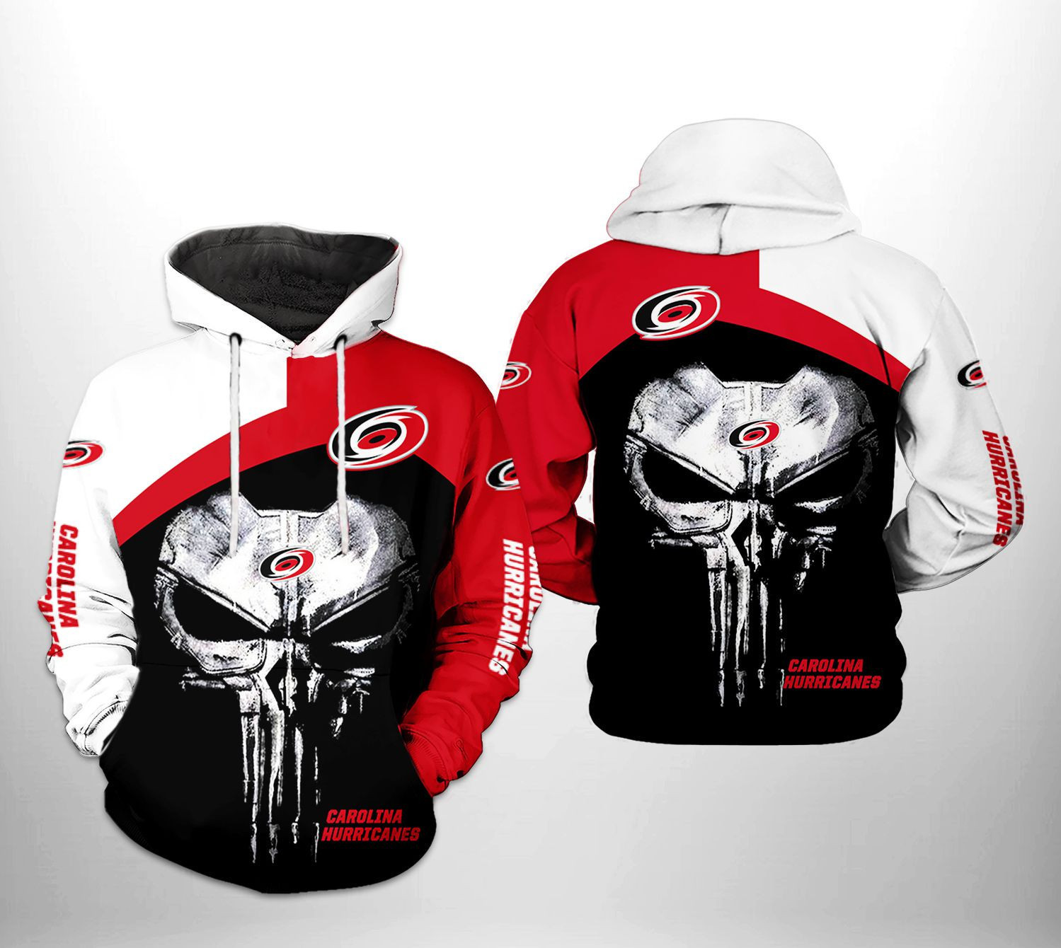 Carolina Hurricanes NHL Skull Punisher 3D All Over Print Hoodie & Zip Hoodie