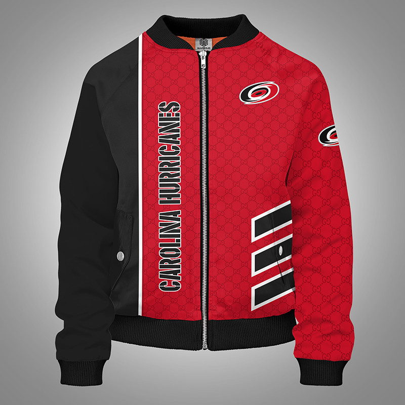 Carolina Hurricanes Red Bomber Jacket | NHL Team Jacket for Men & Women | Hockey Fan Gift
