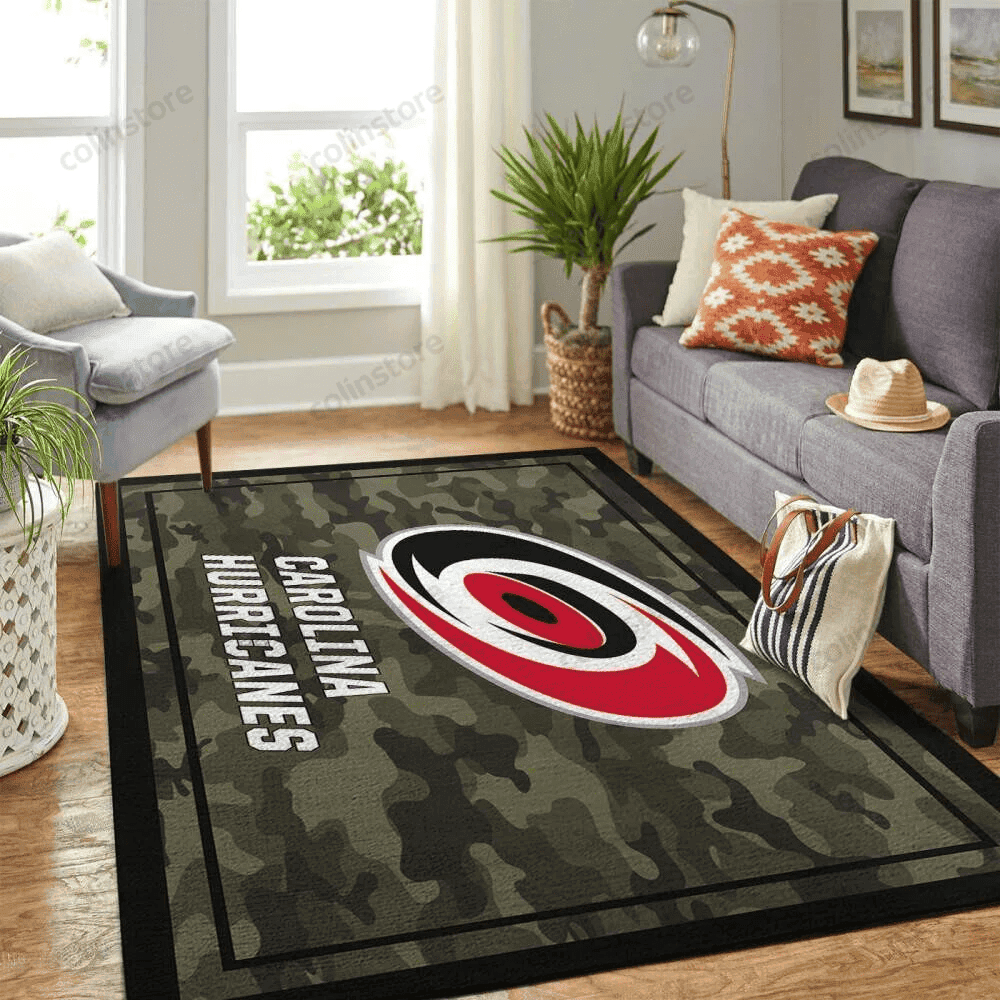 Carolina Hurricanes Team Logo Rectangle Area Rug – Full Print Carpet For Living Room & Bedroom Home Decor