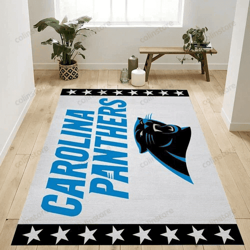 Carolina Panthers Banner Logo Rectangle Area Rug – Full Print Carpet For Living Room & Bedroom Home Decor