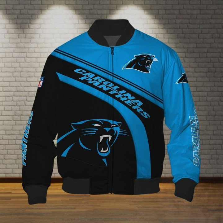 Carolina Panthers Blue Black Bomber Jacket | NFL Team Jacket for Men & Women | Football Fan Gift