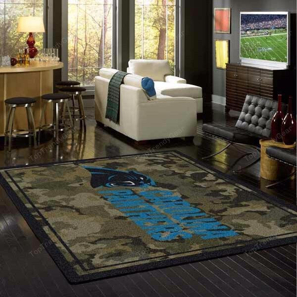 Carolina Panthers Camo Rectangle Area Rug – Full Print Carpet For Living Room & Bedroom Home Decor