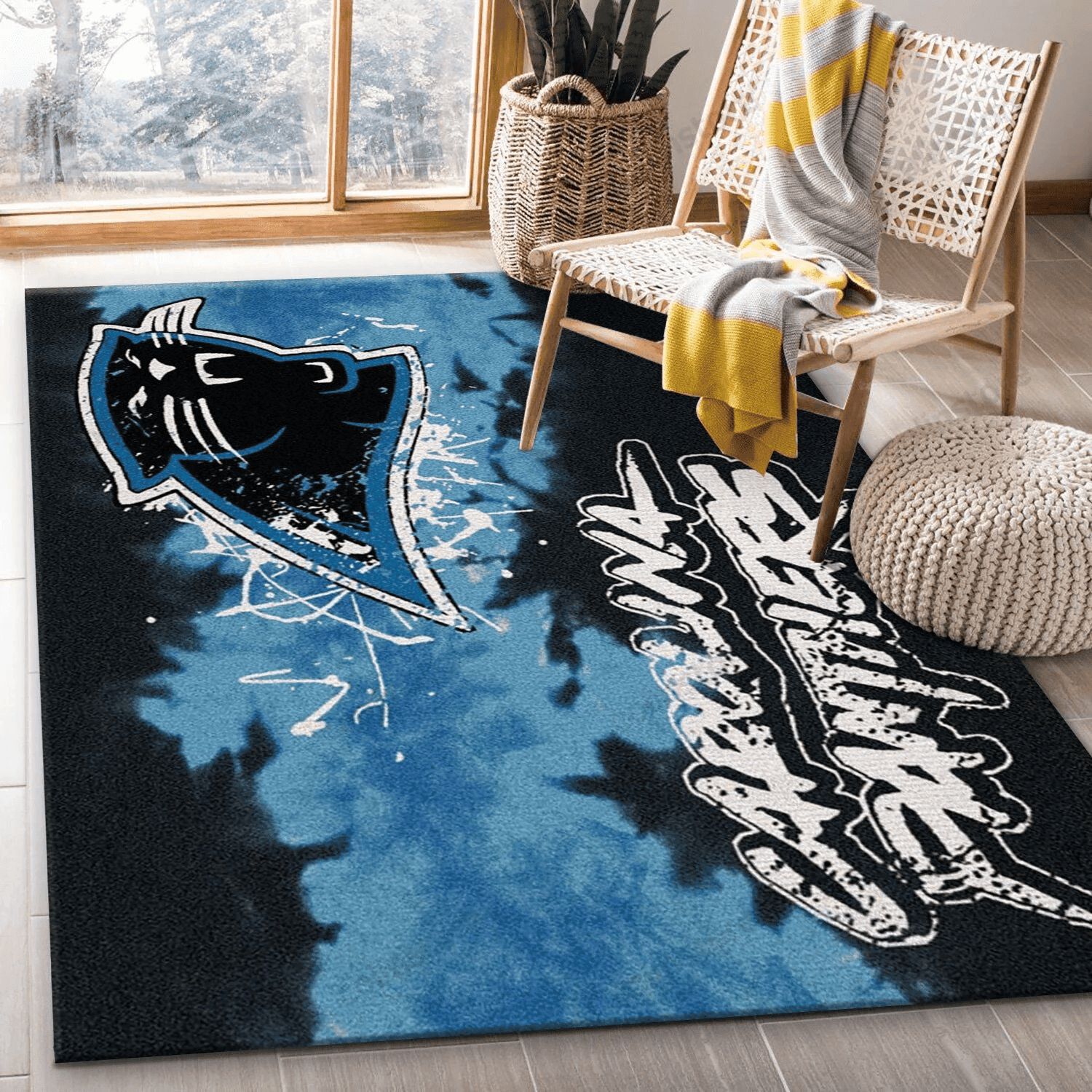 Carolina Panthers Fade Rug Team Rectangle Area Rug – Full Print Carpet For Living Room & Bedroom Home Decor