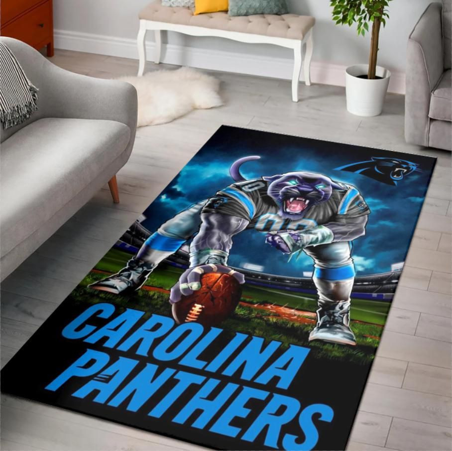Carolina Panthers Ferocious Football Rectangle Area Rug – Full Print Carpet For Living Room & Bedroom Home Decor