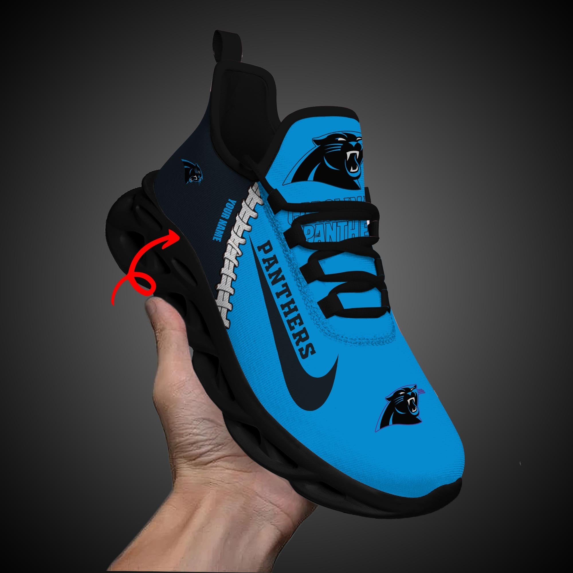 Carolina Panthers Max Soul Shoes Sneakers for Men And Women – NFL Football Fan Shoes, Team Sneakers - Image 6