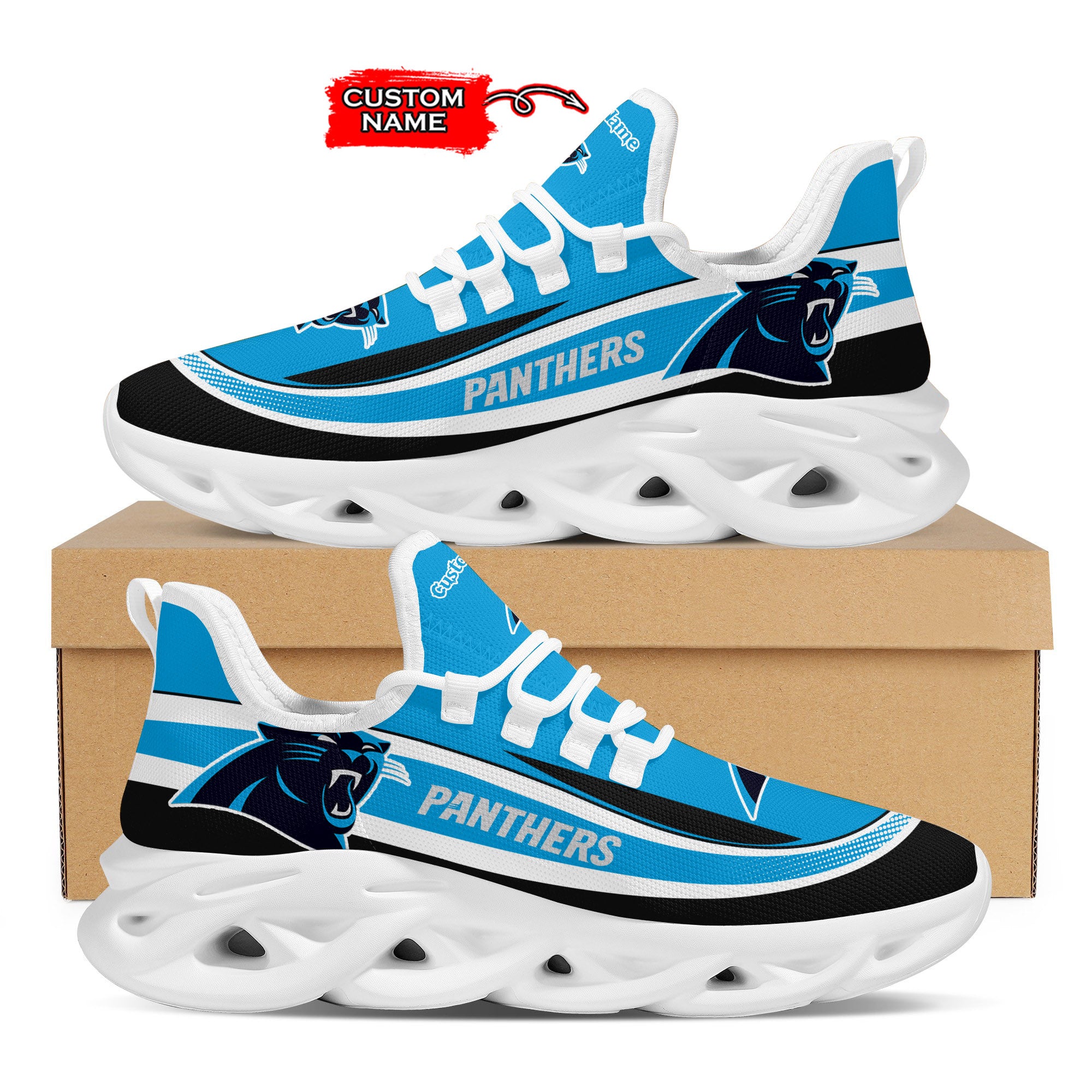 Carolina Panthers Max Soul Shoes Sneakers for Men And Women – NFL Football Fan Shoes, Team Sneakers
