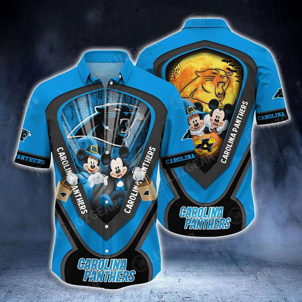 Carolina Panthers Mickey Halloween Night Aloha Hawaiian Shirt for Men & Women