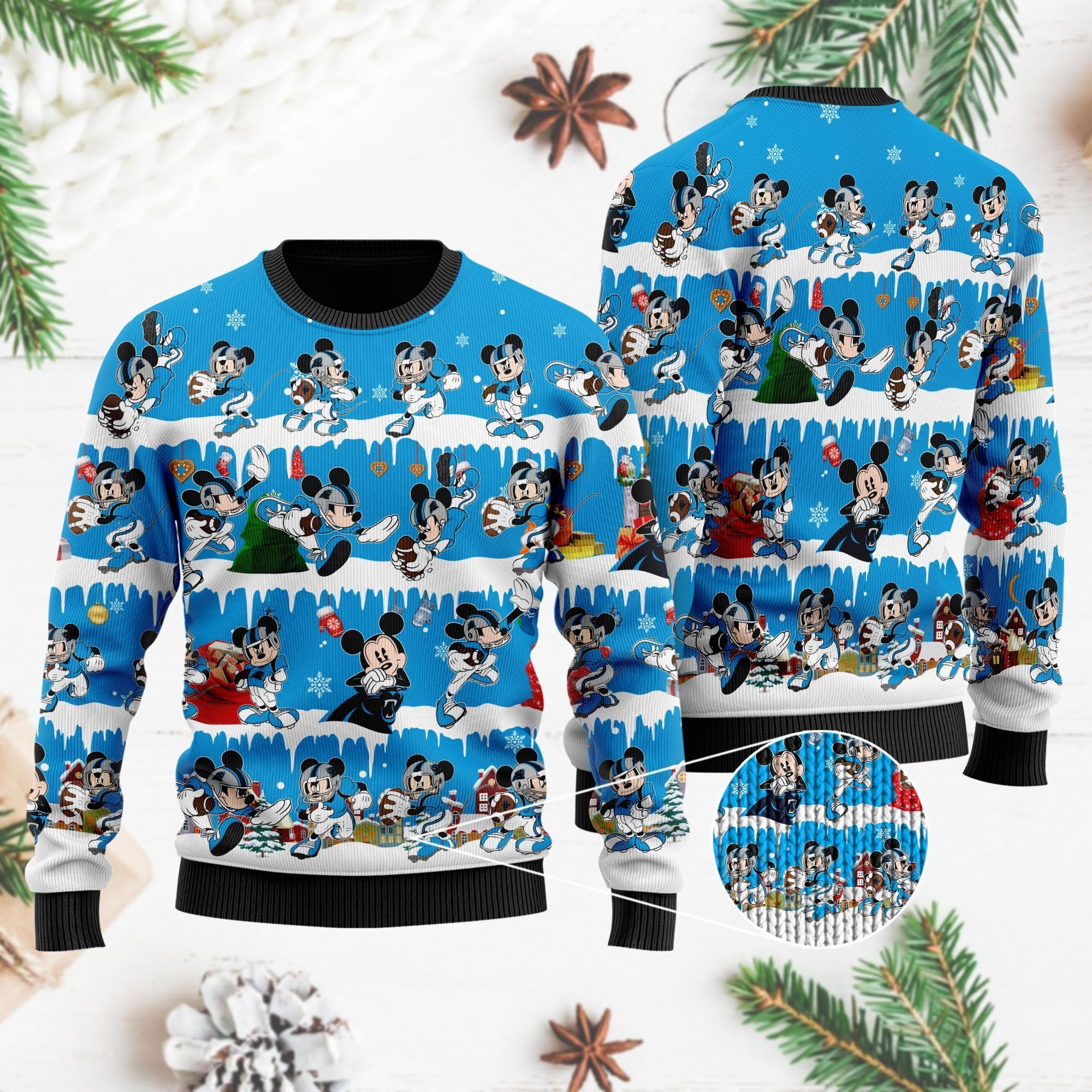 Carolina Panthers Mickey NFL American Football Ugly Christmas Sweater