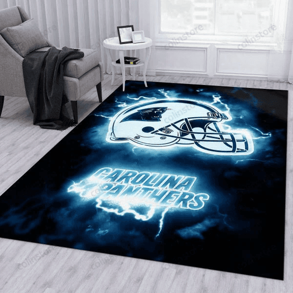 Carolina Panthers Neon 3D Rectangle Area Rug – Full Print Carpet For Living Room & Bedroom Home Decor