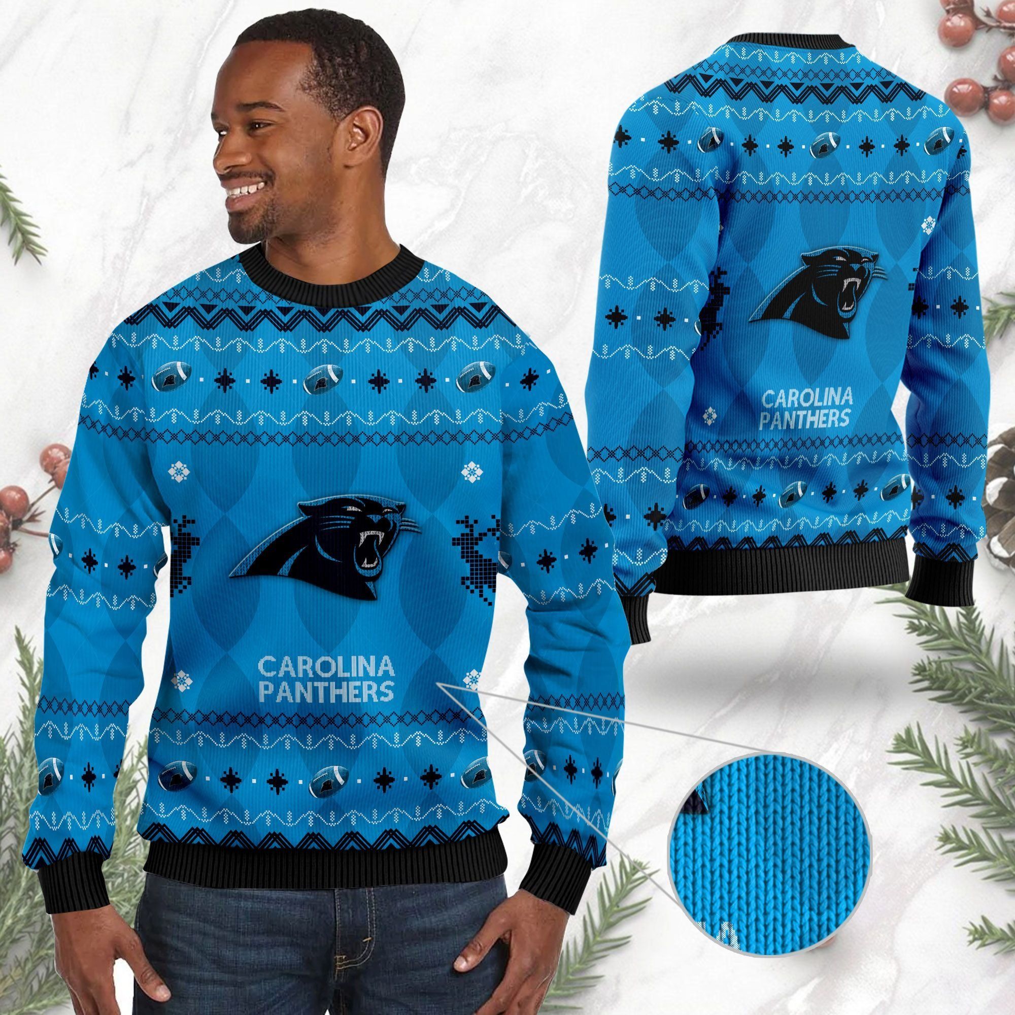 Carolina Panthers NFL American Football Black Ugly Christmas Sweater