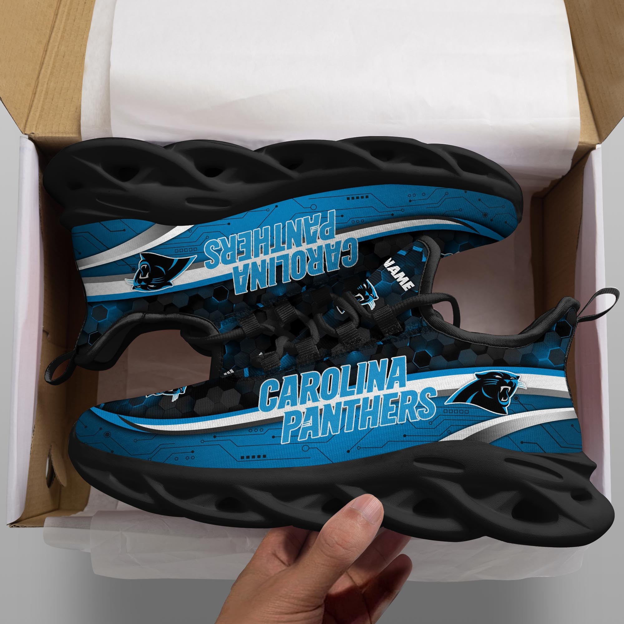 Carolina Panthers NFL Max Soul Shoes Sneakers for Men And Women – NFL Football Fan Shoes, Team Sneakers