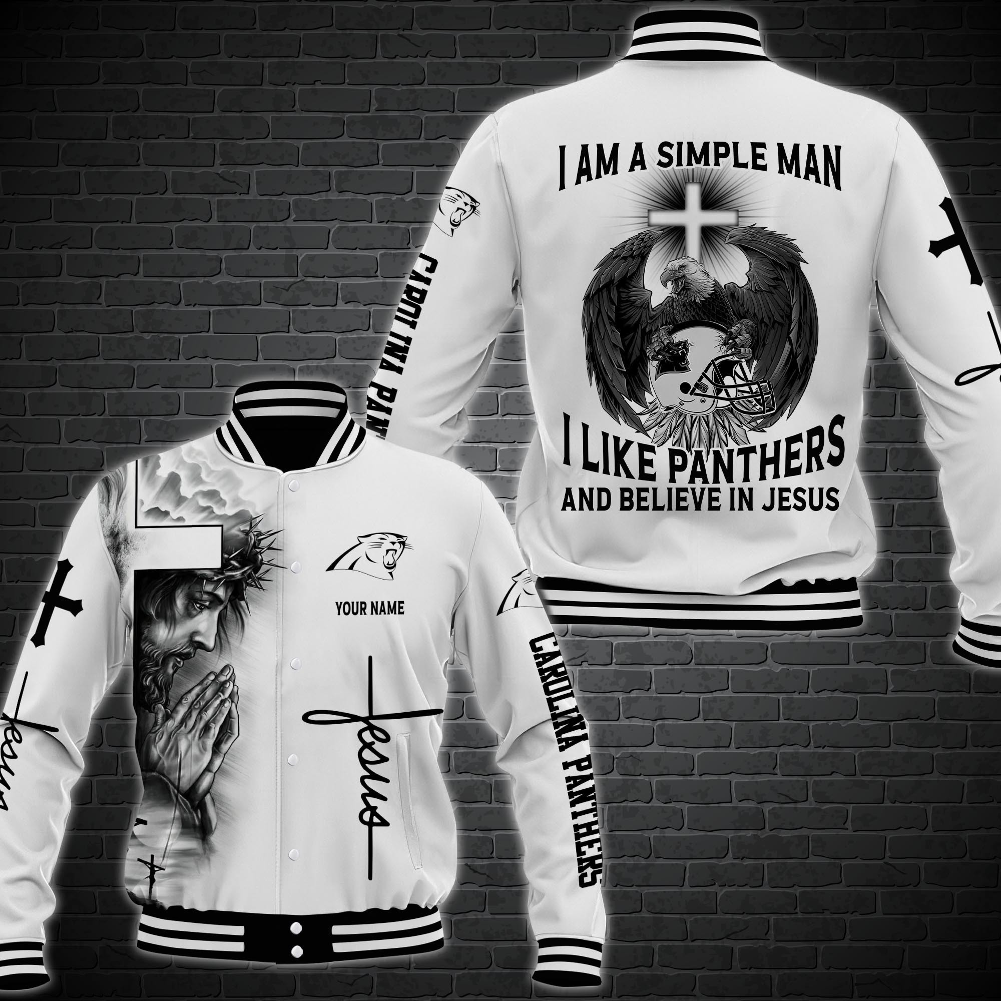 Carolina Panthers Personalized Baseball Jacket for Men & Women | NFL Team Fan Gift