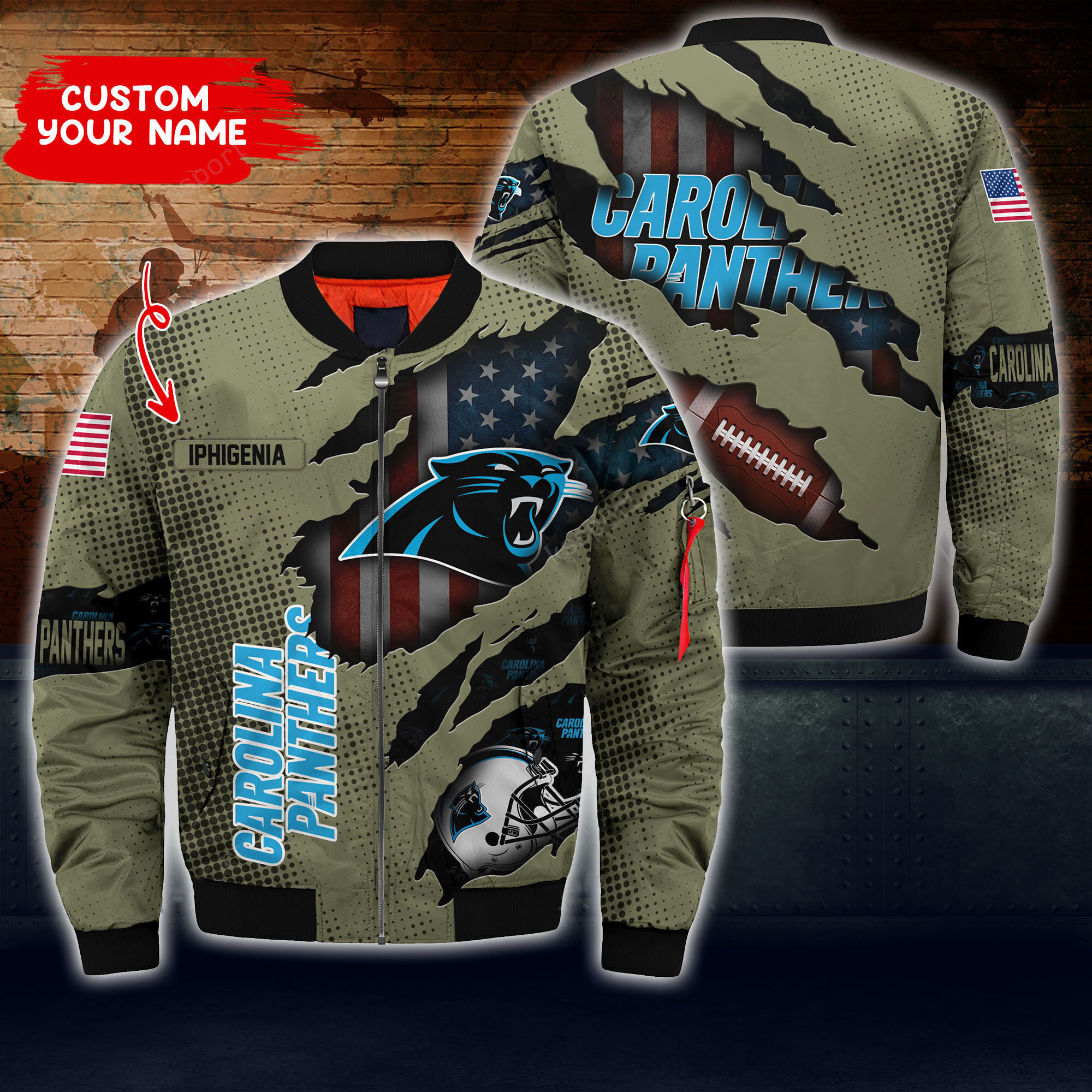 Carolina Panthers Personalized Thick Bomber Jacket | NFL Team Jacket for Men & Women | Football Fan Gift