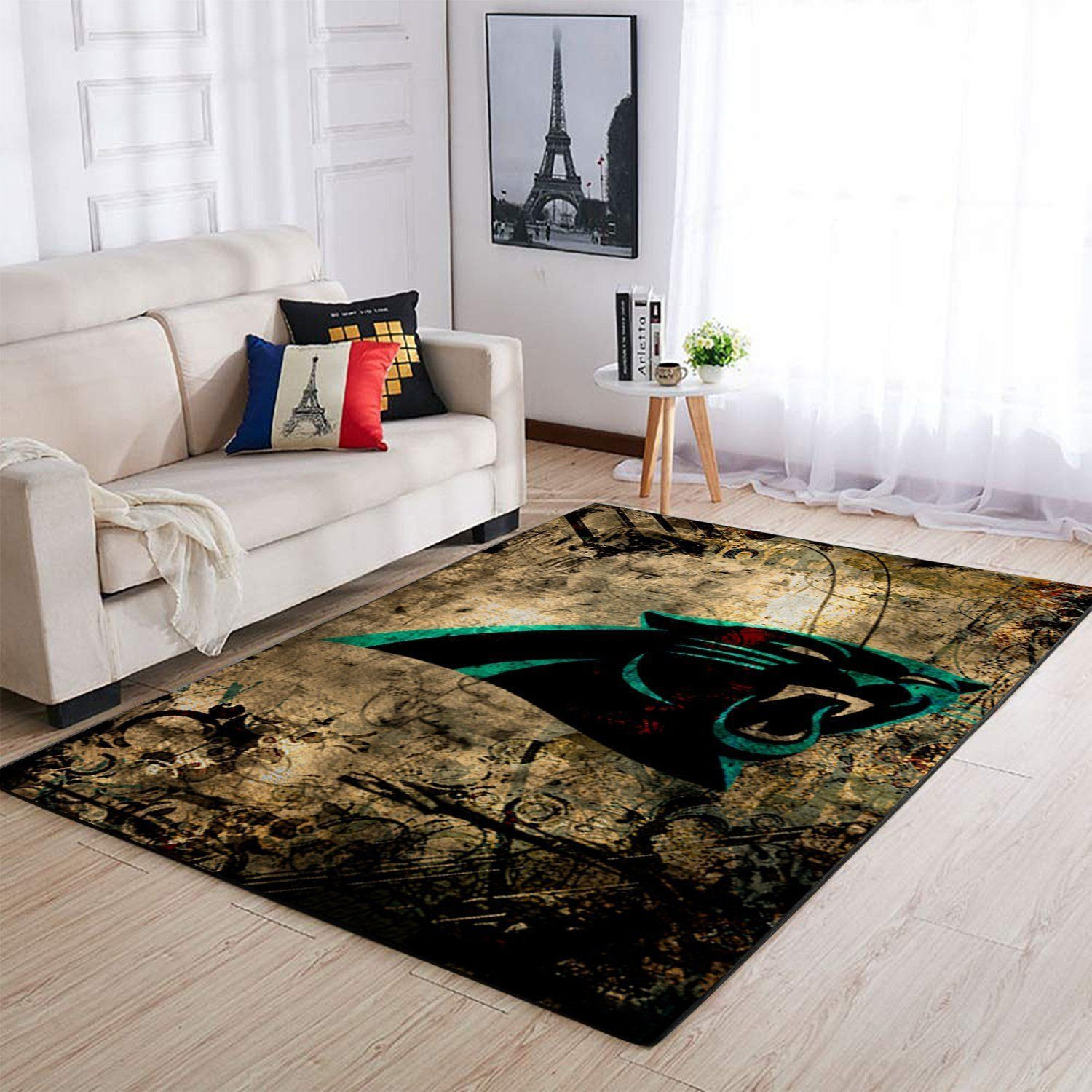 Carolina Panthers Rectangle Area Rug – Full Print Carpet For Living Room & Bedroom Home Decor