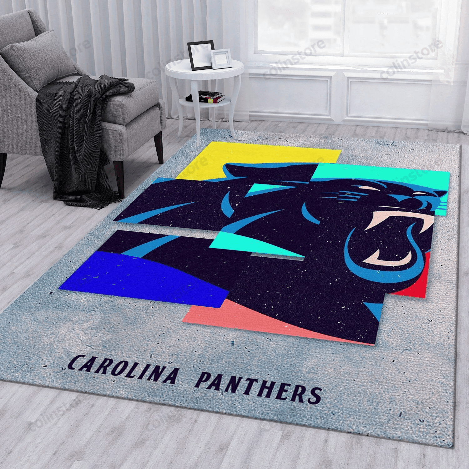 Carolina Panthers Rectangle Area Rug – Full Print Carpet For Living Room & Bedroom Home Decor
