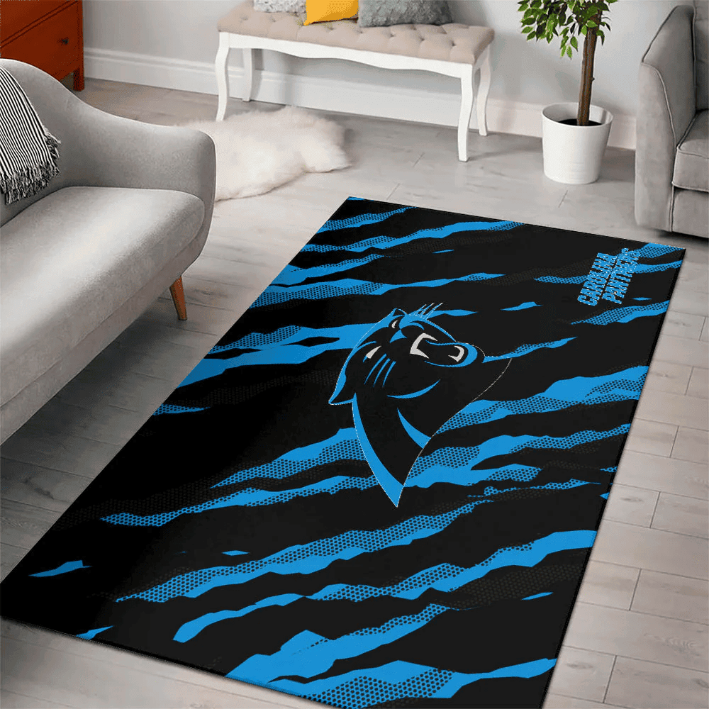 Carolina Panthers Rectangle Area Rug – Full Print Carpet For Living Room & Bedroom Home Decor