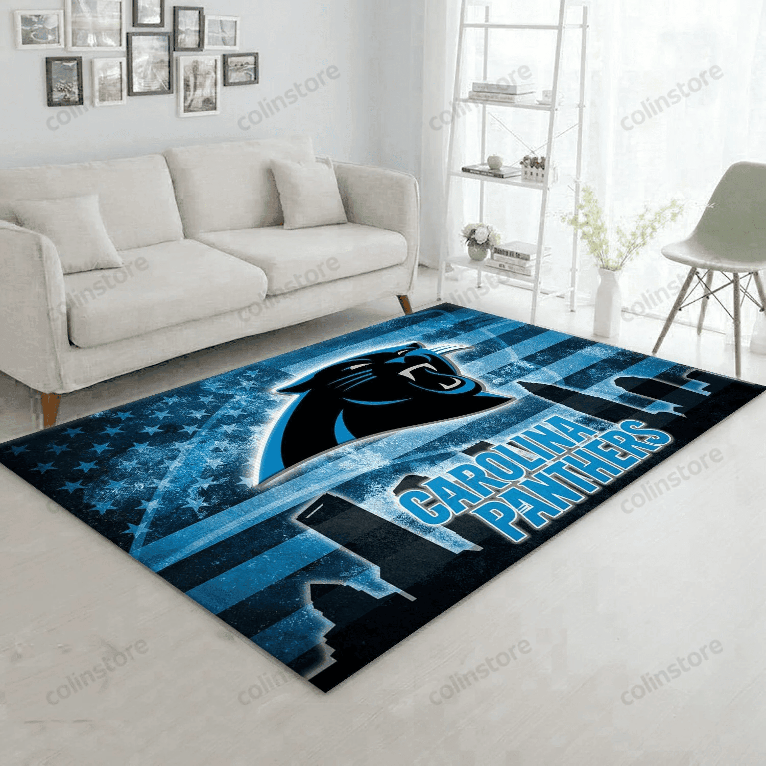 Carolina Panthers Rectangle Area Rug – Full Print Carpet For Living Room & Bedroom Home Decor