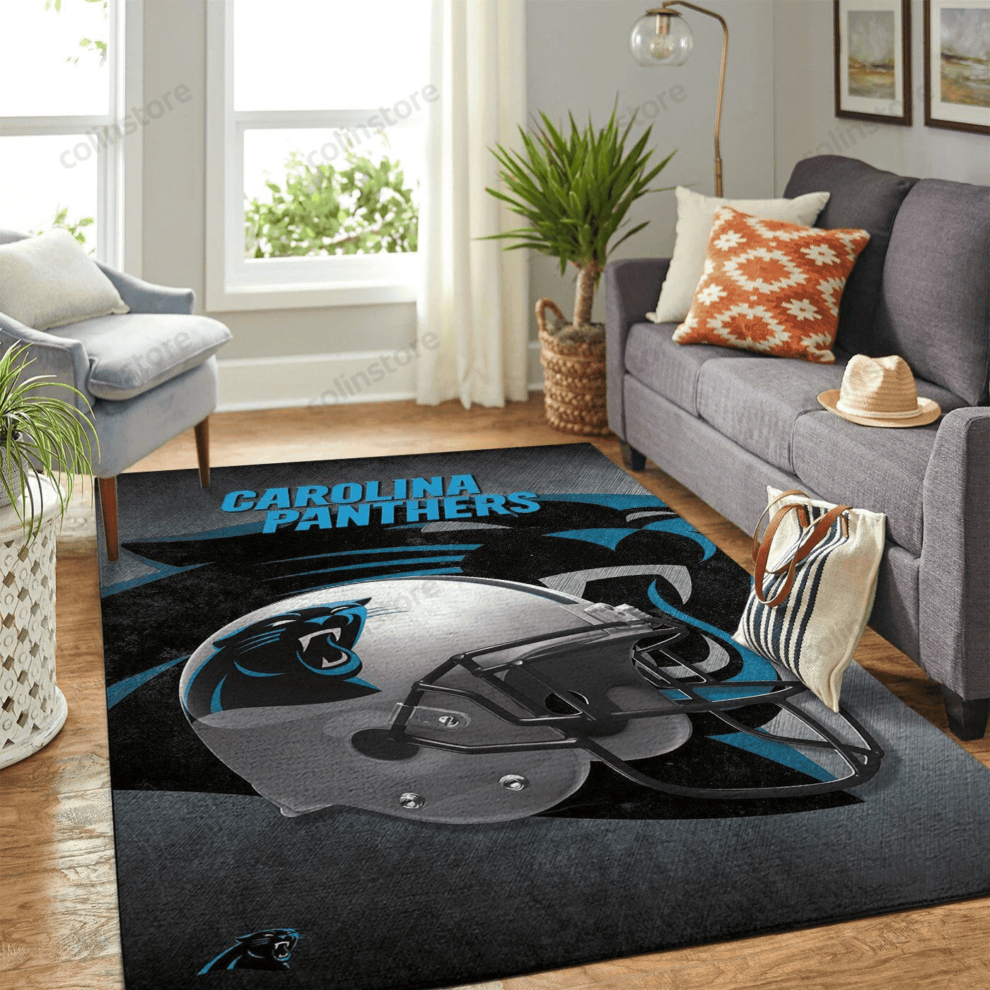 Carolina Panthers Rectangle Area Rug – Full Print Carpet For Living Room & Bedroom Home Decor
