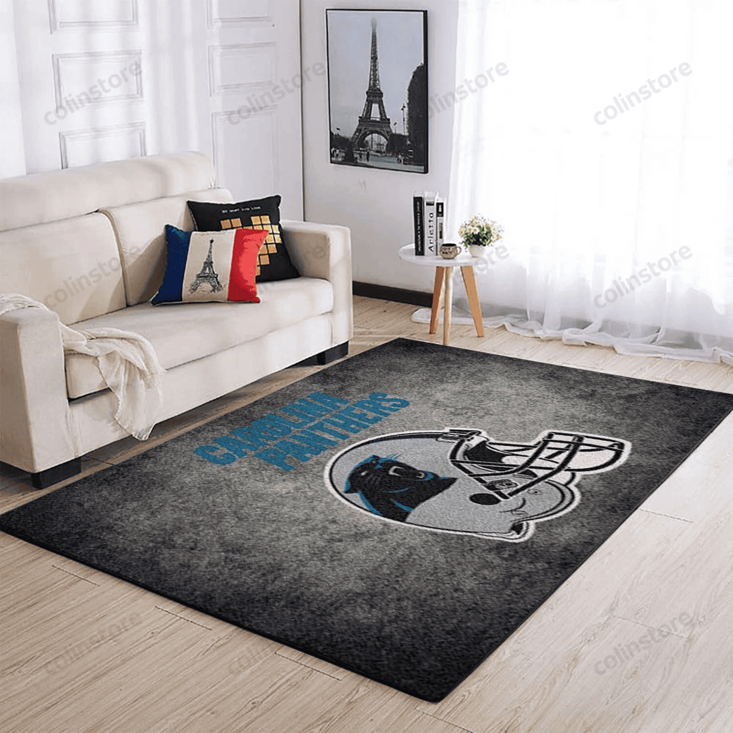 Carolina Panthers Rectangle Area Rug – Full Print Carpet For Living Room & Bedroom Home Decor