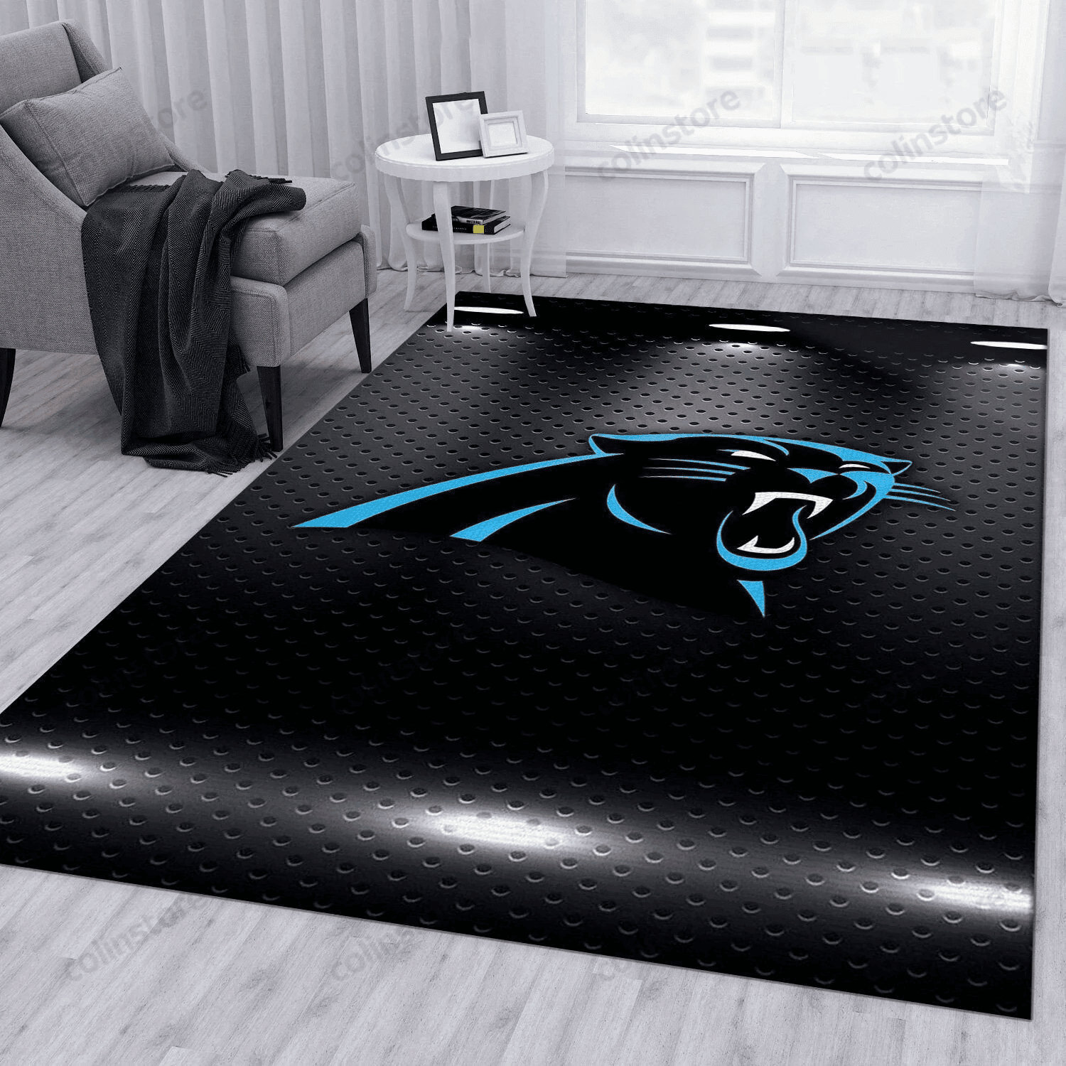 Carolina Panthers Rectangle Area Rug – Full Print Carpet For Living Room & Bedroom Home Decor